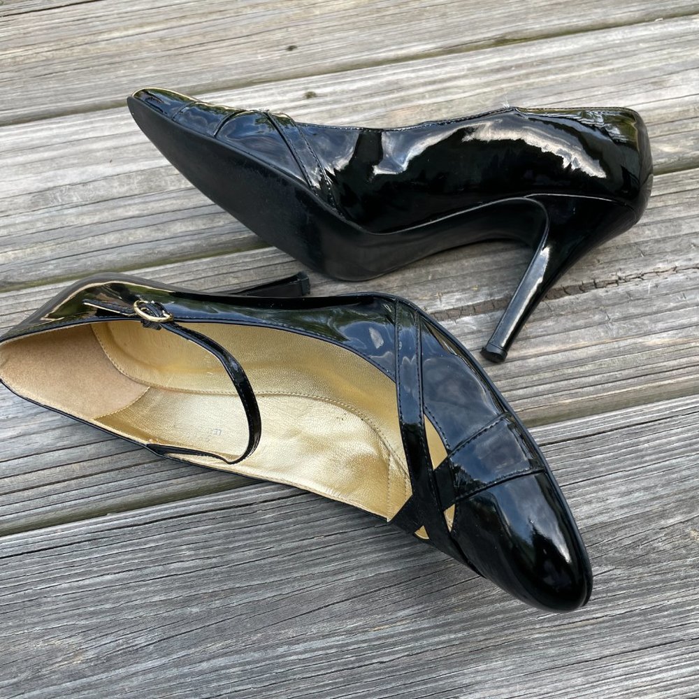 J Crew Women Heels Shoes Pump Black Patent Leather - Picture 9 of 13